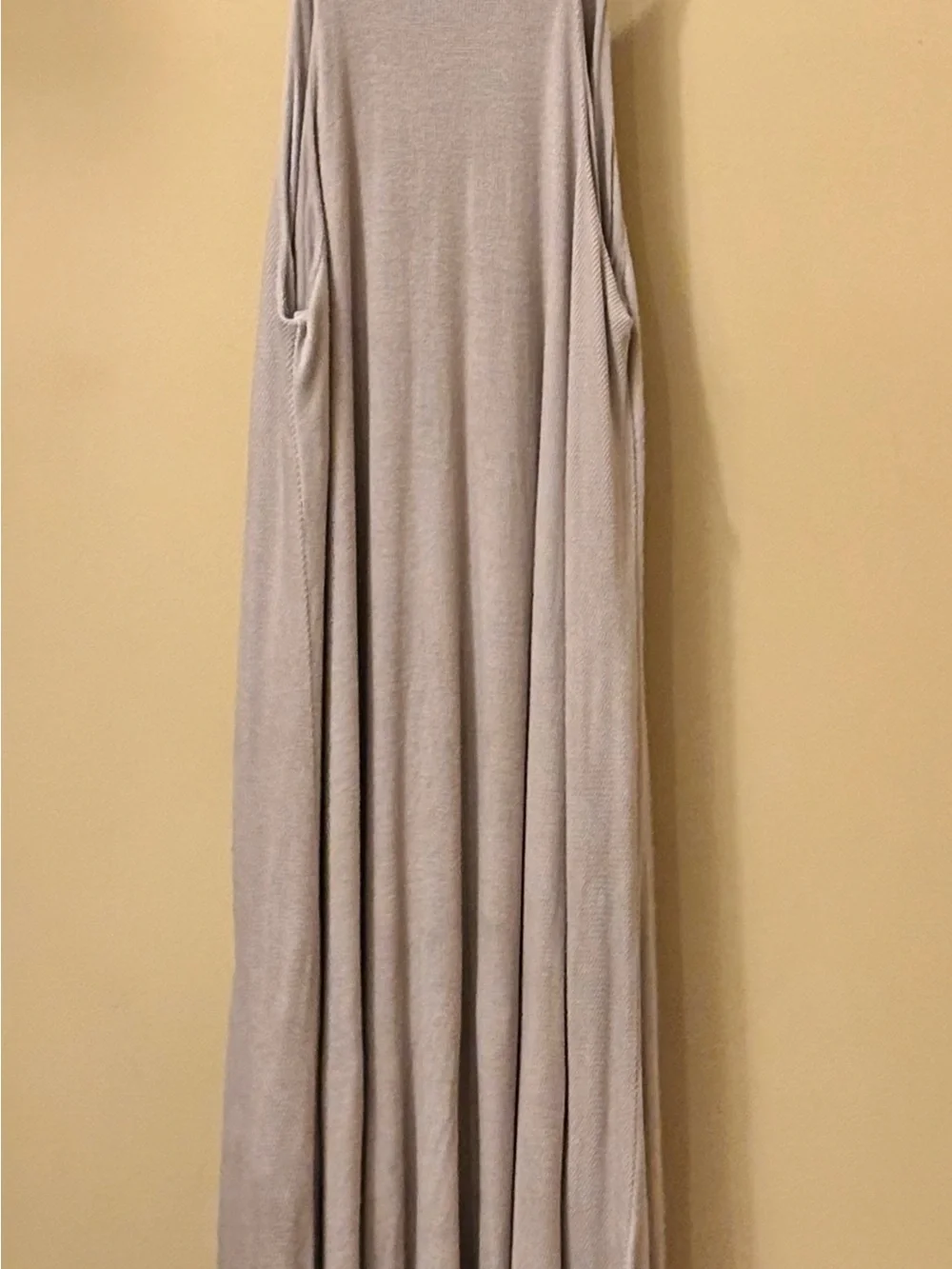 POL Taupe Flowy Ribbed Midi Dress Size Medium Boho Swing Dress - Picture 3 of 5